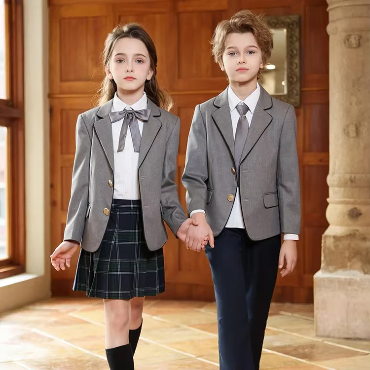 High-End-Gray-International-School-Uniforms-Blazer-Set-Suit-Primary-and-Junior-High-School-Uniform