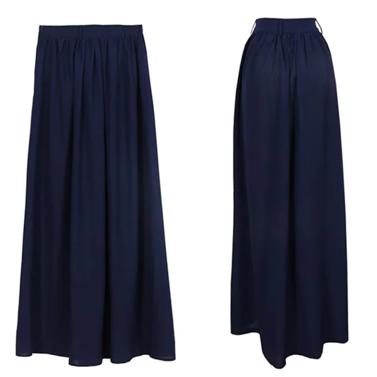 High-Girls-School-Uniform-Pleated-Skirt-Navy-Color-Ankle-Length-Long-Skirt