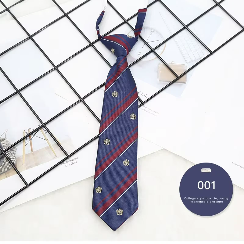 High-Quality-Adjustable-Uniform-Neckties-Zipper-Tie-Polyester-Student-Tie
