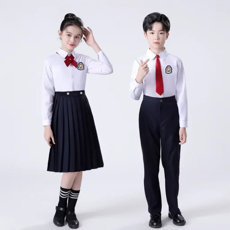 High-Quality-Boys-and-girls-School-Uniform-White-Shirt-and-Black-Pants-Cotton-Breathable-School-Uniform