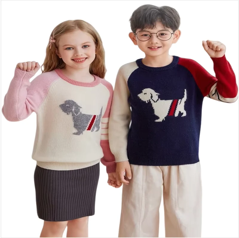 High-Quality-Breathable-100Wool-Classic-Toddler-Girls-Middle-School-Students-Sweater-Uniform-Pullover-Striped-O-neck-Free-Logo