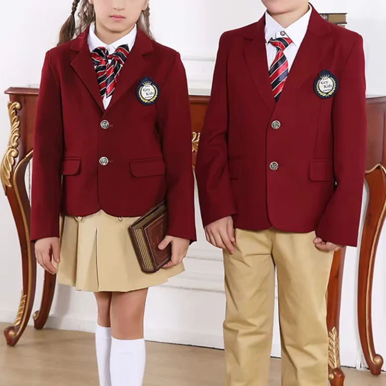 High-Quality-Children-Kindergarten-Primary-School-Uniform-Maroon-blazer-and-Dress-School-Uniforms