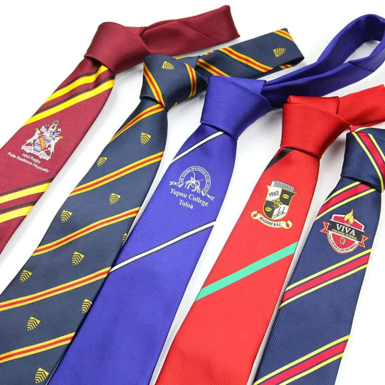 High-Quality-Custom-Formal-Durable-Eco-Friendly-Tie-Polyester-Uniform-Ties-Navy-Red-Striped-Embroidered-Logo-Bespoke-Neck-Ties