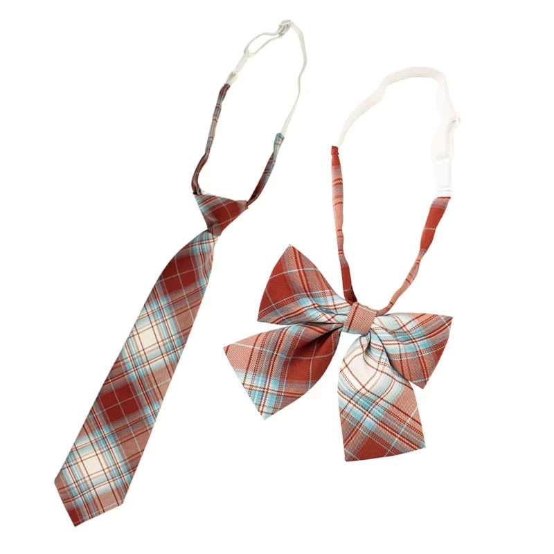 High-Quality-Custom-School-Uniform-Bowties-Neckties-Set-Colorful-Plaid-Made-Polyester-Cotton-Silk-Business-Style-Custom-Logo