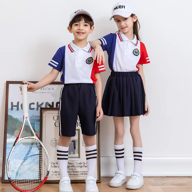 High-Quality-Elementary-School-Student-Sports-Suit-Uniform-Summer-Fashion-Short-Sleeve-Logo-Design-Children-Kindergarten-Class