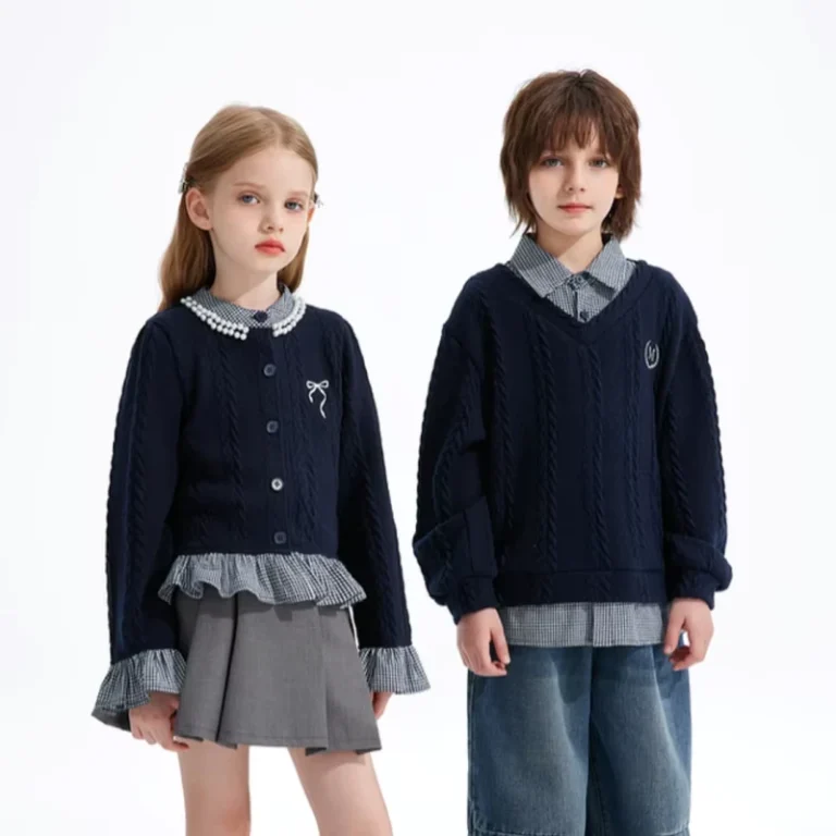 High-Quality-Girls-Preppy-Style-Cable-Knit-Cardigan-Navy-Pearl-Collar-Bow-Embroidered-Kids-Sweater-for-School