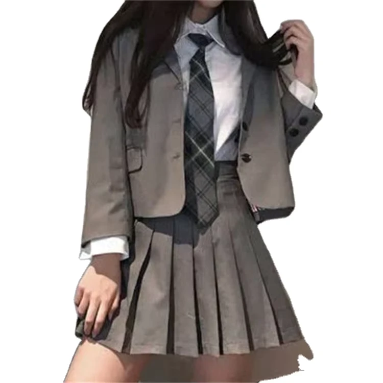 High-Quality-High-End-International-Girls-Polo-Shirts-Skirts-Long-Sleeve-3-Pieces-School-Uniforms