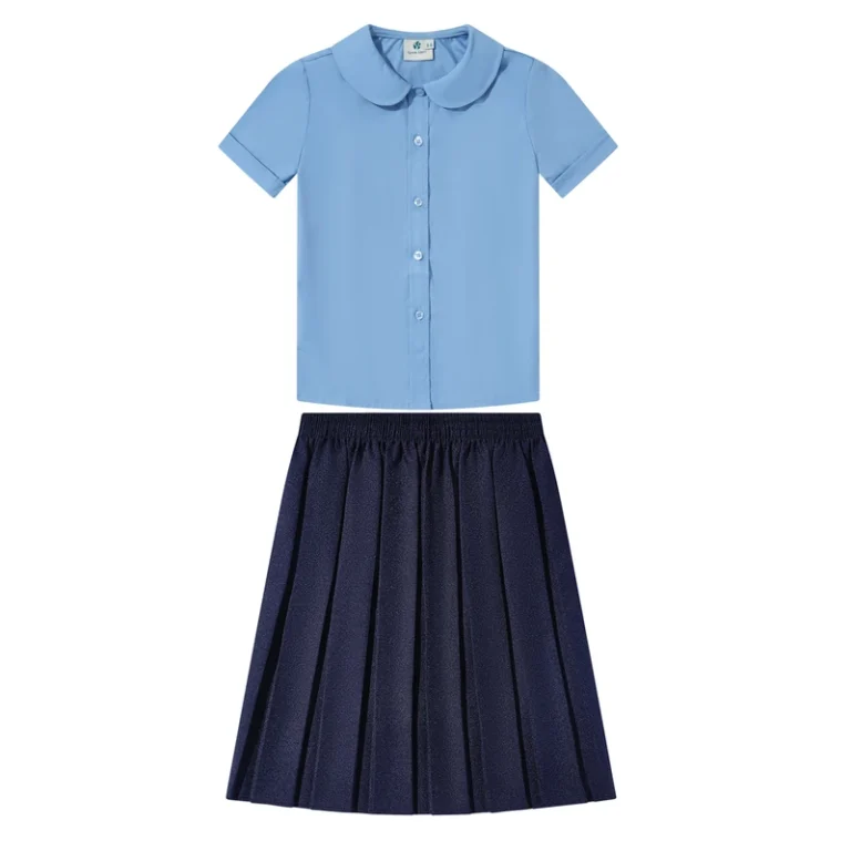 High-Quality-New-Wear-for-Student-Uniform-Girls-Blue-Blouse-Brown-Skirt-Set-Navy-Dress-Short-Sleeved-Skirt-School-Uniform-Set