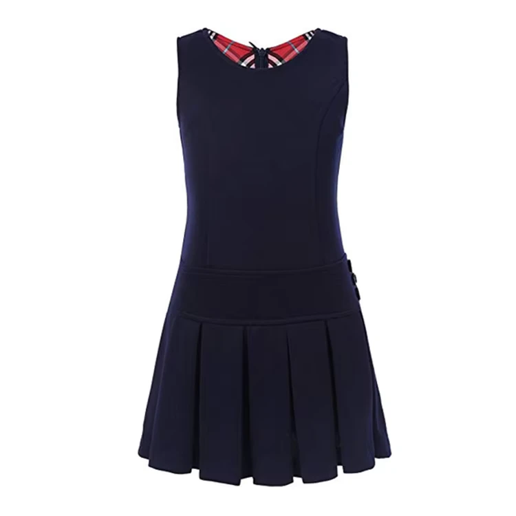 High-Quality-School-Uniform-Skirts-Girl-Sleeveless-Pleated-Dress-Kids-Children-School-Uniform-Summer-Wear-50-Pcs
