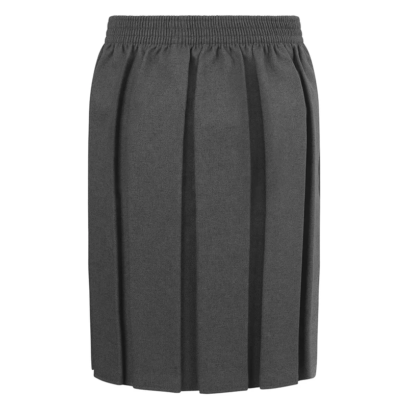 High-School-Girl-Long-Dress-School-Uniform-Box-Pleat-Skirts-Grey-All-Round-Elasticated-Waist-Pleated-School-Skirt