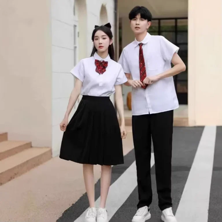 High-School-Students-School-Uniform-Long-Skirt-Set-Girls-White-Shirt-and-Skirt-Set