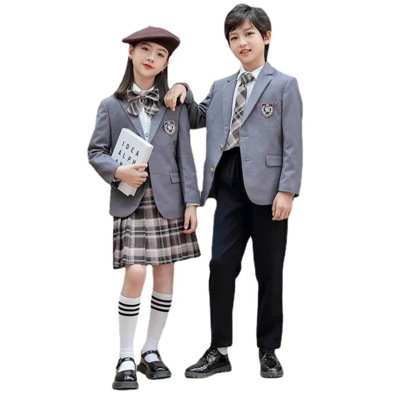 High-School-Style-4-Piece-School-Uniform-Set-for-Primary-Students-Includes-Plaid-Pleated-Skirt-Comfortable-Stylish-School-Suit