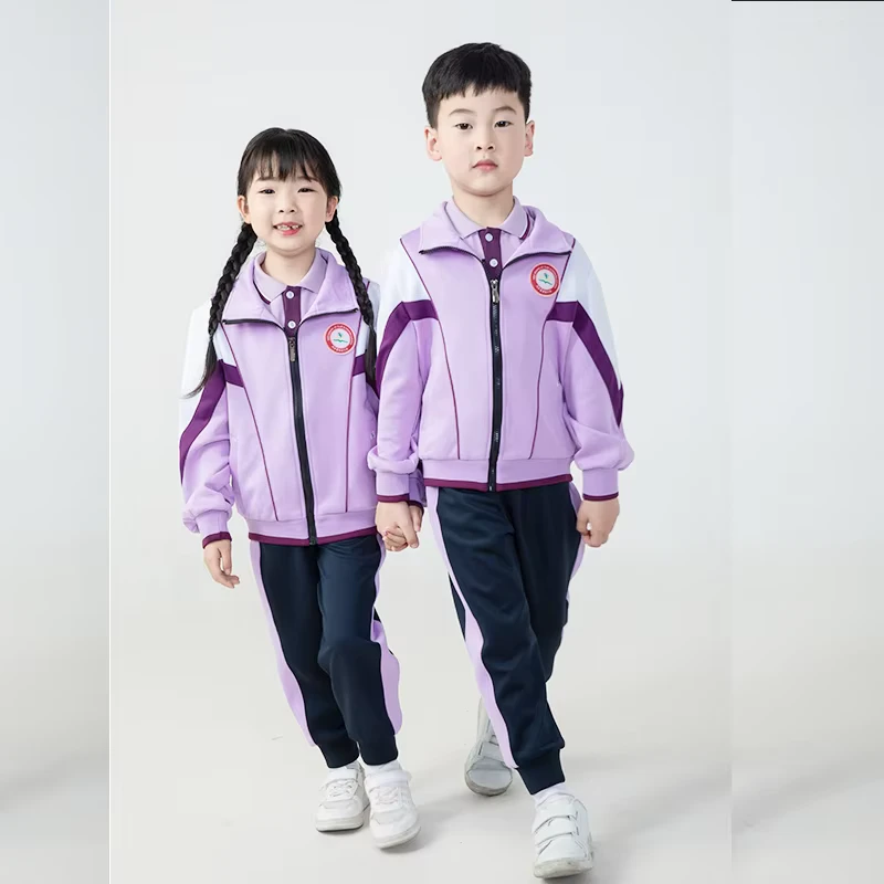 Hot-Selling-Knitted-Polyester-Cotton-School-Uniform-for-Spring-Autumn-Primary-Kindergarten-Childrens-Sports-Wear