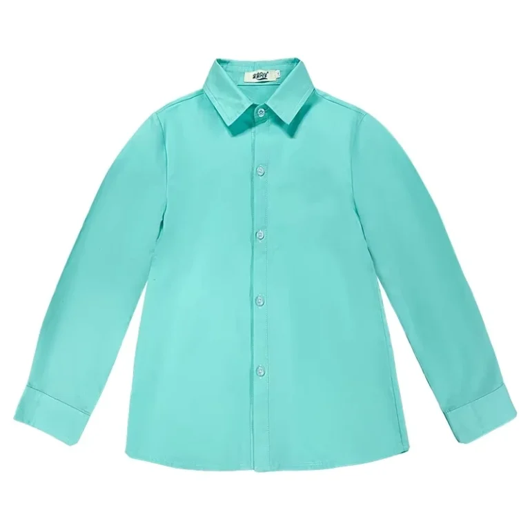 Hot-Selling-School-Uniform-Light-Green-Button-Shirt-Children-Button-Down-Kids-Long-Sleeve-Shirt-for-Student-School-Uniform-Shirt