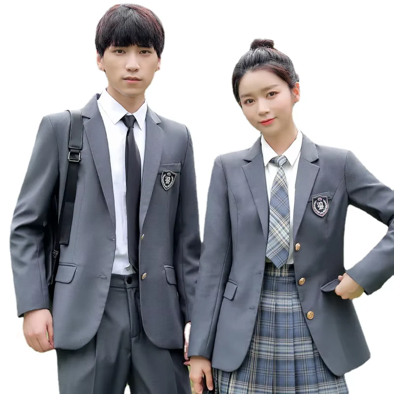 Hot-Suit-School-Uniform-Gray-Suit-the-Most-Popular-Clothes-2-Sets-of-Manufacturers-Customized