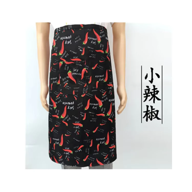 Hotel-Uniform-Black-Chef-Apron-Canvas-Half-Coloured-With-3-Pocket-Custom-Long-Waist-Aprons-Waiter-Adjustable-Half-Barber-Aprons