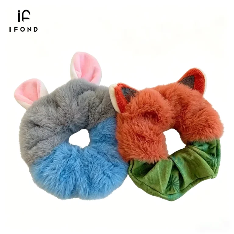 IFOND-Cute-Bunny-Ear-Shaped-Scrunchie-with-Soft-Fluffy-Fur-for-Kids-Girls-Sweet-Daily-Hair-Accessories