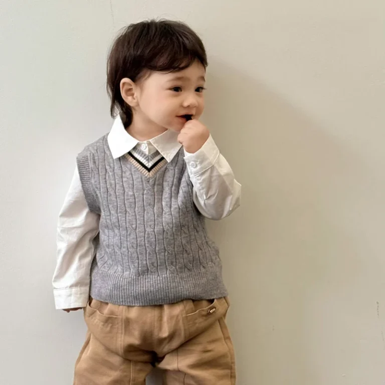 Infant-Toddler-Preppy-Style-Knit-Vest-Kids-School-Uniform-V-Neck-Sleeveless-Sweater-50-Acrylic-22-Nylon-28-Polyester