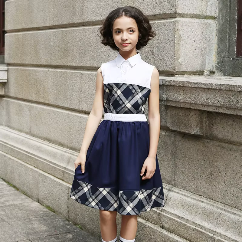 International-School-Dress-for-Girls-Kids-Primary-School-Uniform-Patchwork-Paid-Kindergarten-American-School-Uniforms