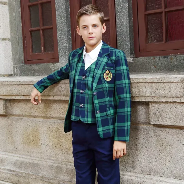 International-School-Uniforns-OEM-Design-Your-Own-School-Uniform-Green-Check-Unisex-3-Piece-Blazer-Suits