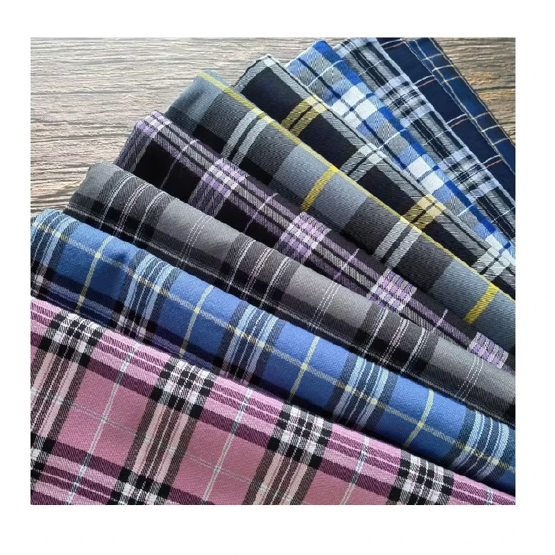 JK-Checked-Plaid-32S-Polyester-Cotton-TC-Yarn-Dyed-Fabric-for-School-Uniform
