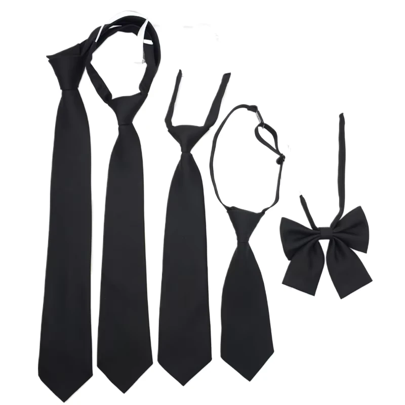 JK-Female-Preppy-Style-Black-7CM-Hand-Tie-School-Uniform-Free-Knot-Short-Student