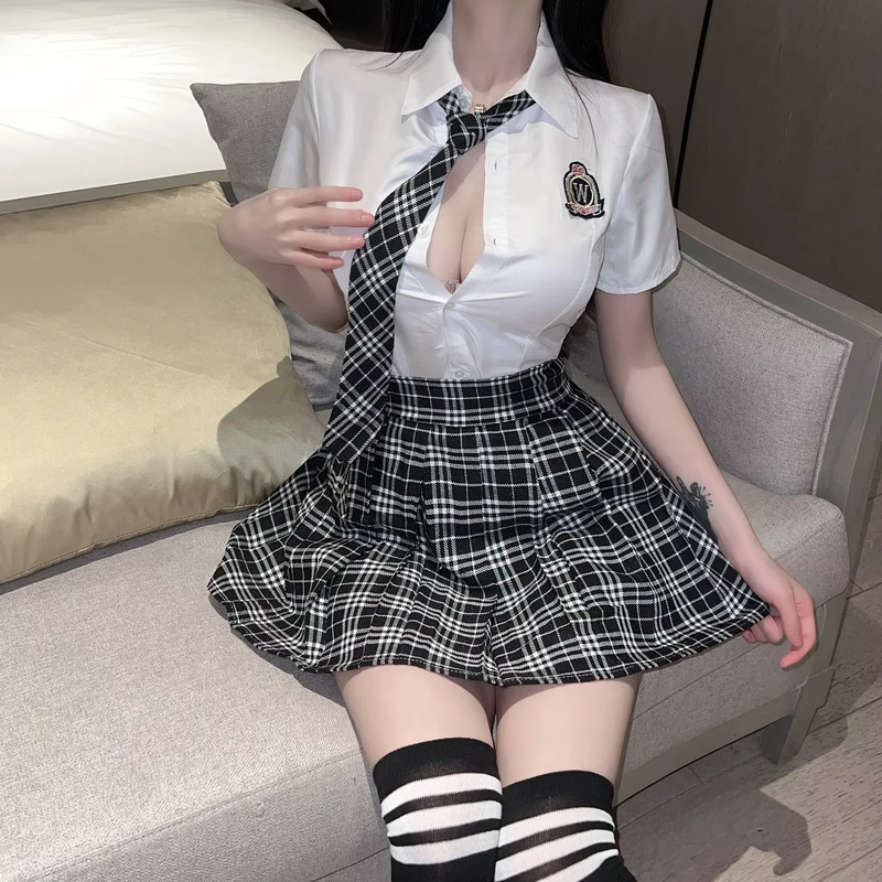 JK-Student-Costume-Set-Sexy-Pleated-Skirt-Lingerie-Pure-Desire-School-Girl-Outfit