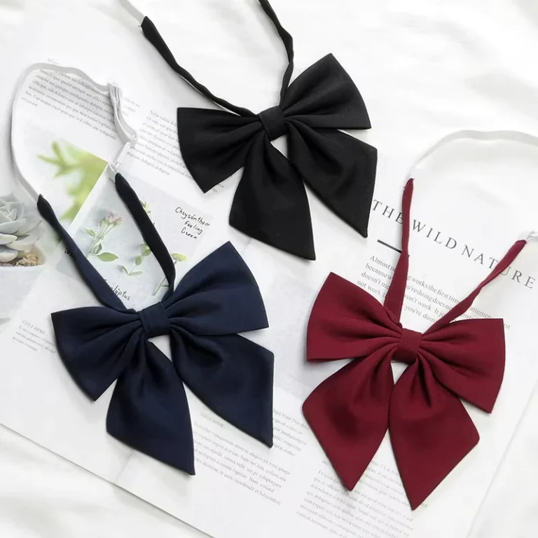 JK-Uniform-Solid-Color-Feather-Root-Tie-Female-College-Style-Student-School-Uniform-Shirt-Sailor-Uniform-Diagonal-Bow