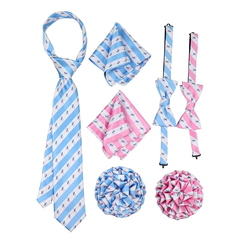 Jack-and-Jill-of-America-Greek-Lapel-Pin-Soror-Fancy-Handkerchiefs-Neck-Tie-Polyest-Bowtie-Sets-for-Men