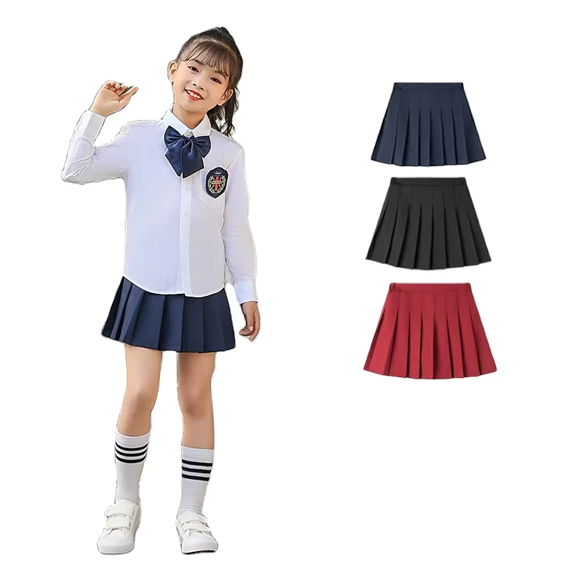 Japanese-Girl-School-Uniform-Short-Skirt-Plaid-Solid-Short-Skirt-School-Girls