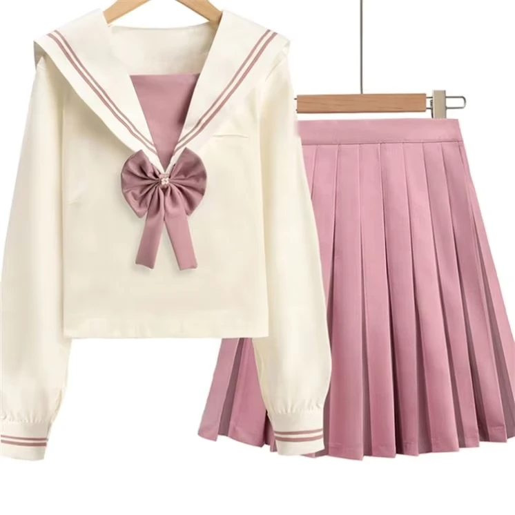 Japanese-JK-Uniform-Pleated-Skirts-Long-Sleeve-Sailor-Suit-School-Uniforms