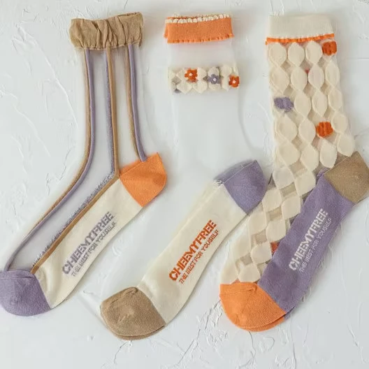 Japanese-Korea-High-School-Girls-Striped-Socks-Lace-Geometric-Princess-Lace-Socks