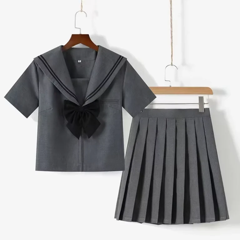 Japanese-Style-Authentic-JK-Uniform-Grey-Sailor-Style-Student-Outfit-Academy-Style-Short-Long-sleeved-Pleated-Skirt-Set