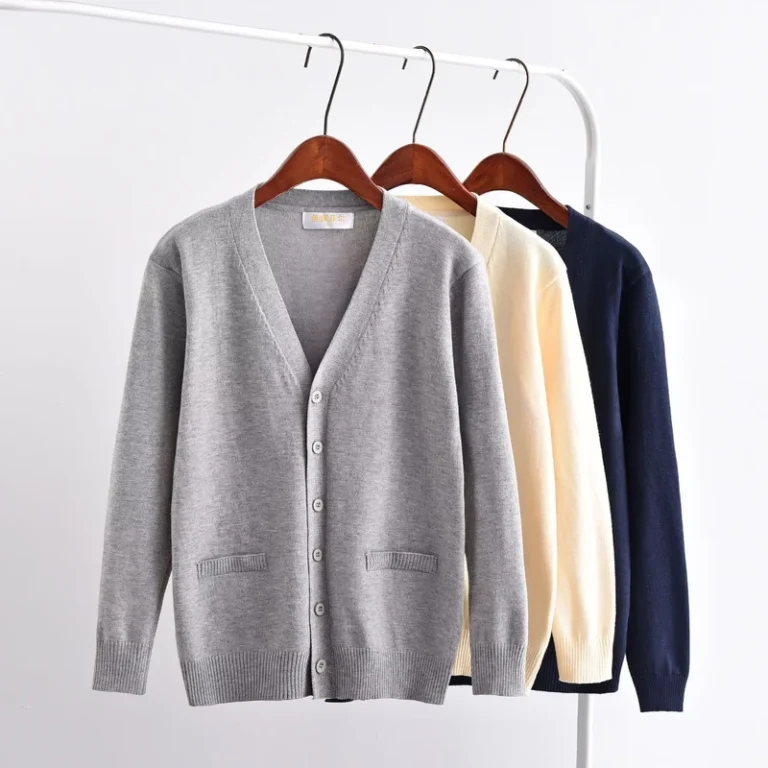 Japanese-Womens-College-Solid-Color-Cardigan-Sweater-JK-Uniform-Long-Sleeve-Knit-Coat-V-neck-Autumn-Casual
