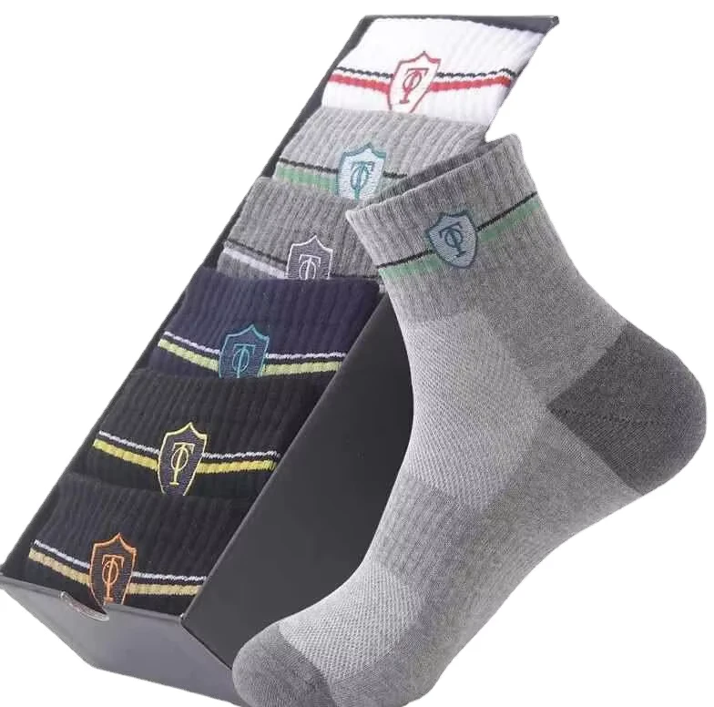 KTS343-Custom-Embroidery-Logo-6-Pairs-Box-Mens-Cotton-Socks-Youth-Junior-High-School-Students-Basketball-Sports-Socks