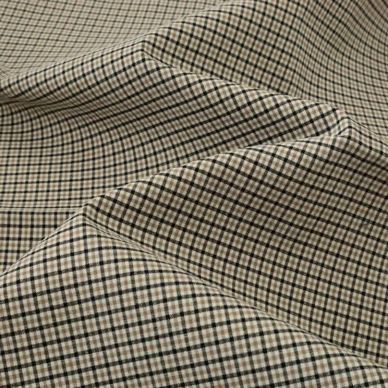 Khaki-Small-Lattice-Yarn-Dyed-Stretch-Fabric-Polyester-Viscose-Womens-Fashion-Pants-Childrens-Clothing-School-Uniforms-Dresses