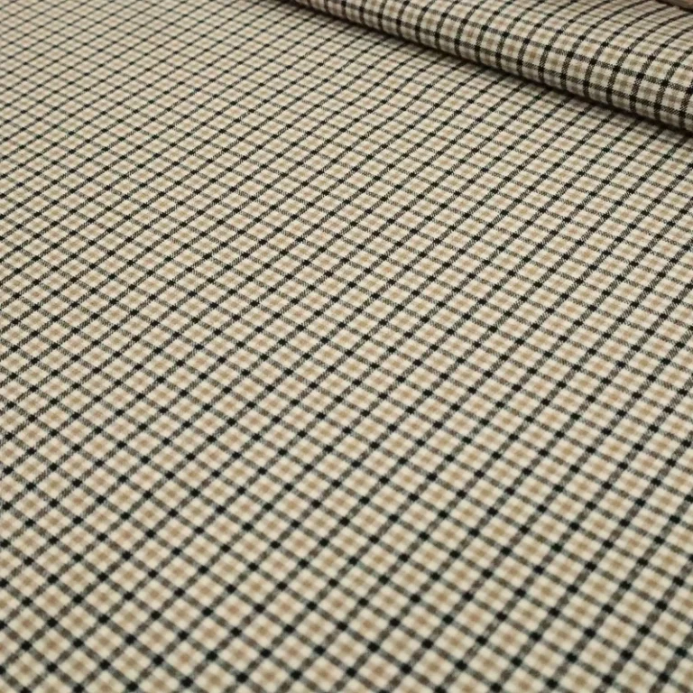 Khaki-Stretch-Small-Square-Fashion-Stretch-Plaid-Pants-Fabric-Yarn-Dyed-Fabric-Childrens-Clothing-School-Uniform-Skirt-Plaid