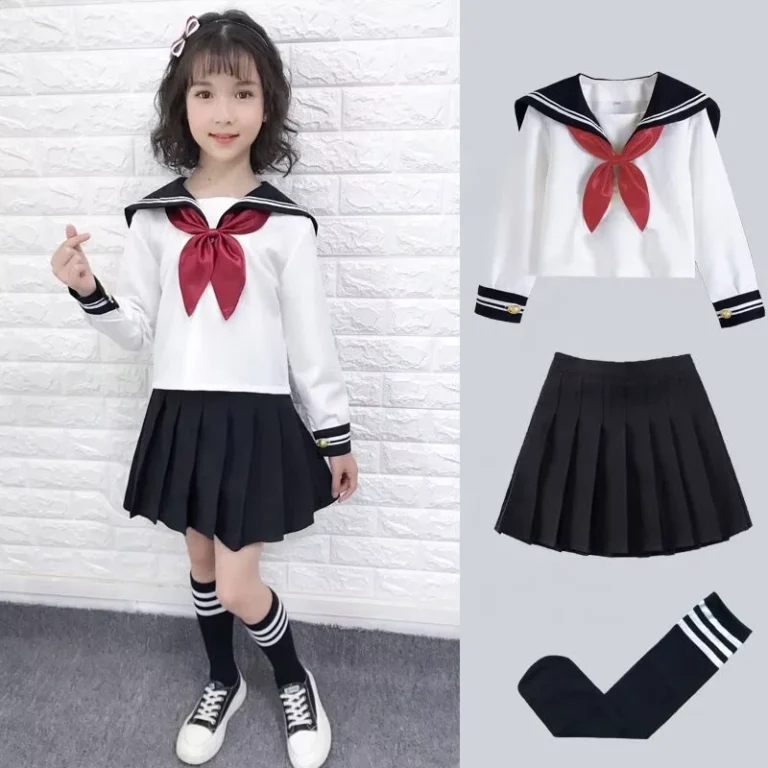Kid-JK-Sailor-Dress-Girl-Japanese-Korean-Primary-School-Uniforms-Pleated-Skirt-Navy-Long-Short-Sleeve-Suit-Anime-Custom