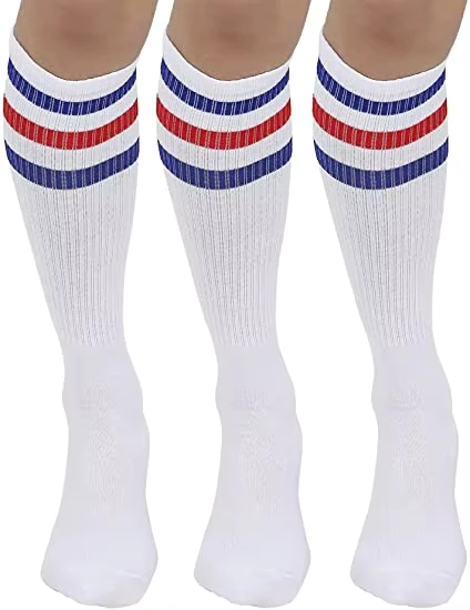 Kids-Baby-Cotton-Knee-Thigh-High-Socks-Three-Stripes-Sport-Soccer-Uniform-Tube-Stocking-Soft-Touch-White-Socks-School-Socks