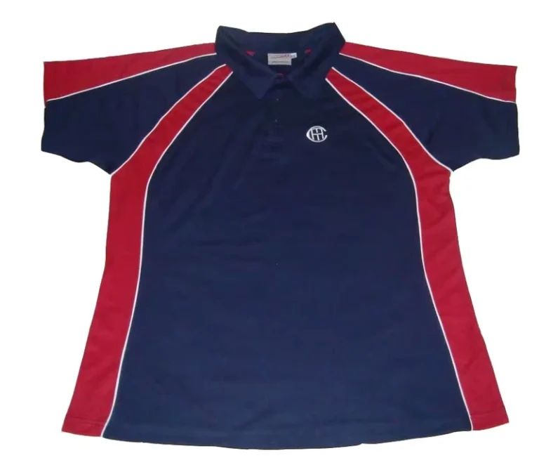 Kids-Boys-and-Girls-Custom-Navy-with-Red-Panels-White-Piping-100-Polyester-Short-Sleeves-Embroidered-School-Uniform-Polo-Shirt