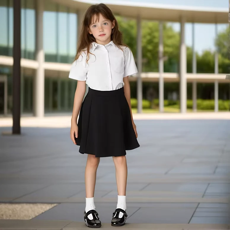 Kids-Children-Primary-School-Short-Sleeved-Skirt-School-Uniform-Girls-Student-Blouse-Skirt-Blue-Dress-Set-for-School-Girls