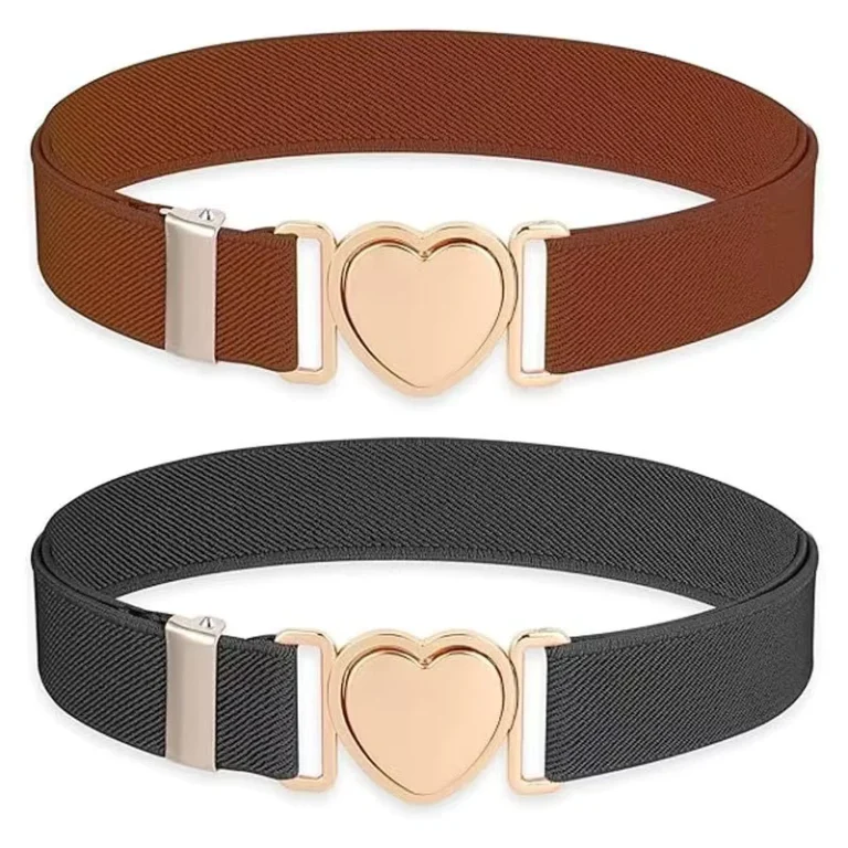 Kids-Elastic-Waist-Belt-with-Heart-Shape-Gold-Metal-Buckle-Adjustable-Stretchy-Cinch-Belts-for-Girls-Boys-School-Uniform-Dress