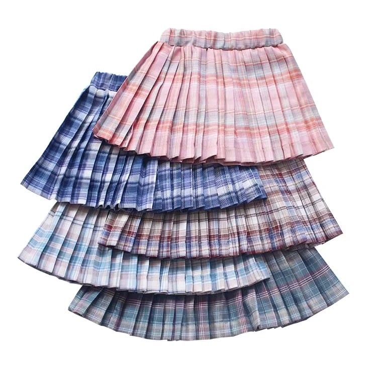 Kids-Girls-Pleated-Plaid-Skirt-High-Waist-Girl-School-Uniforms-Mini-Skirts