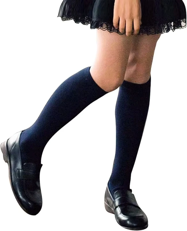 Kids-Girls-Unisex-Soft-Knee-High-School-Uniform-Dress-Socks-Seamless-Toe-Black-White-Navy-Blue-Burgundy