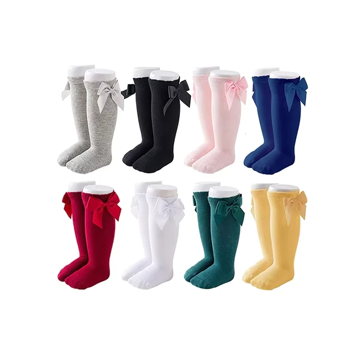 Kids-Knee-High-School-Uniform-Leggings-Baby-Girl-Bow-Ruffle-Socks-With-Bow-for-Infant-and-Toddler-Girls