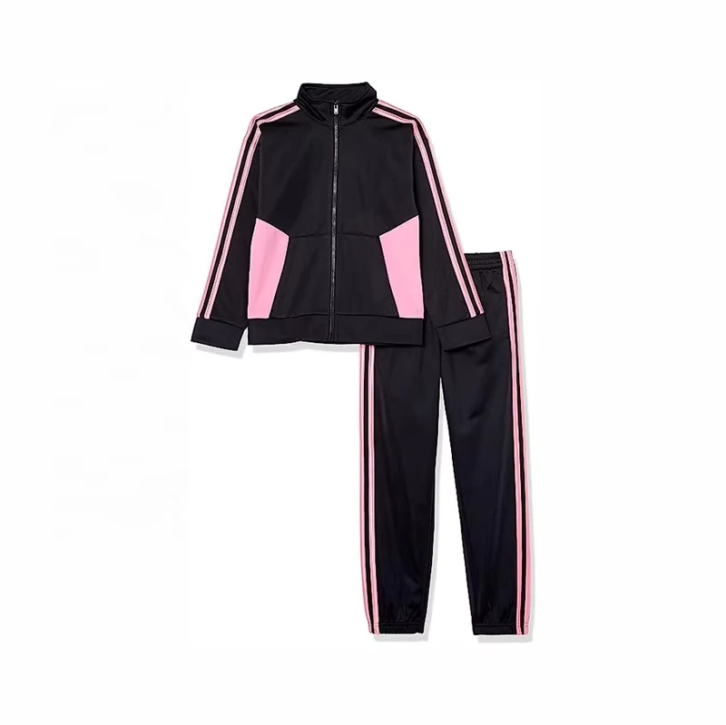 Kids-School-Track-Suit-Girls-Zip-Front-Classic-Tricot-Jacket-and-Joggers-Set