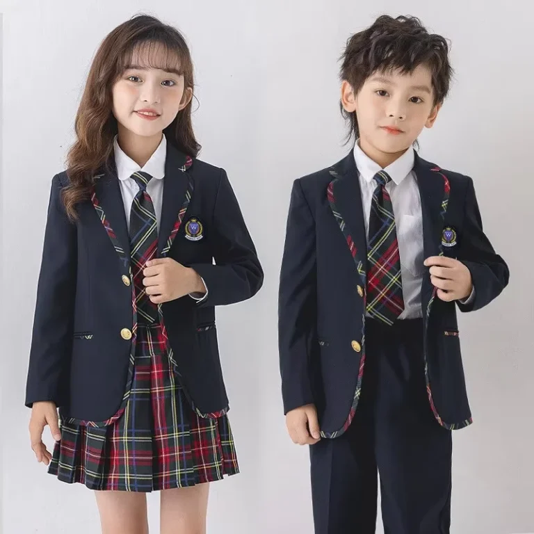 Kids-School-Uniform-Set-British-Style-Plaid-Blazer-Suit-for-Boys-and-Girls-Custom-Logo-Available