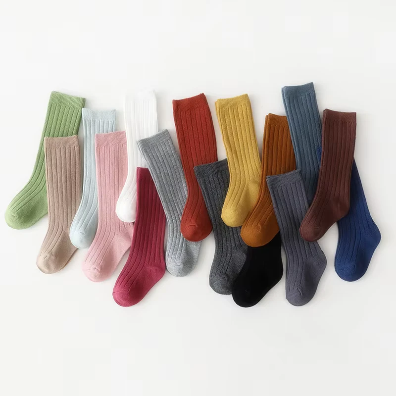 Kids-Socks-Baby-Boys-Girls-Cotton-Breathable-Stripe-Soft-Children-Knee-High-Long-Socks-School-Uniform-Socks