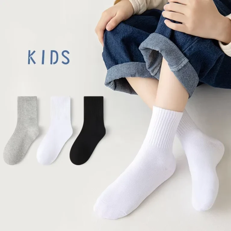 Kids-Solid-Color-Ribbed-Crew-Socks-Cotton-Breathable-Uniform-School-Socks-Boys-Girls-Plain-White-Black-Grey-Mid-Calf-Daily