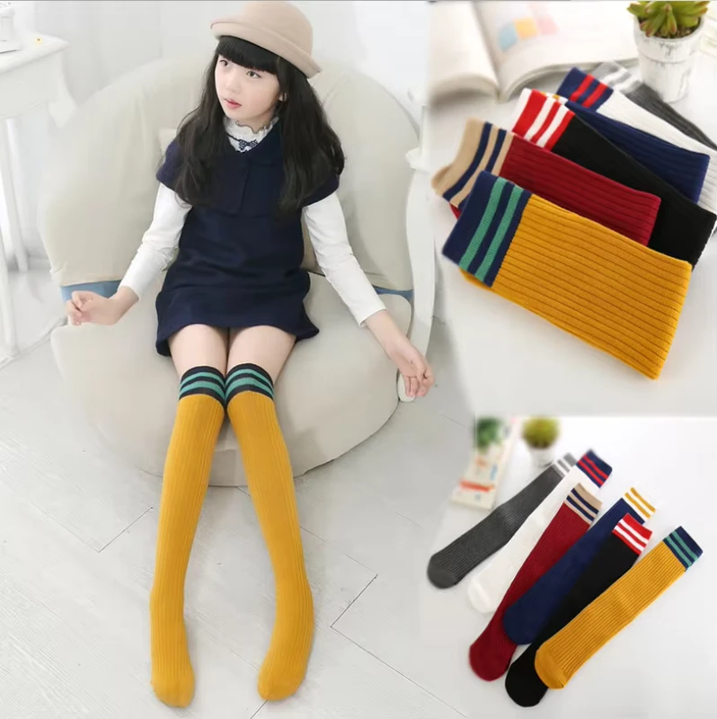 Kids-Striped-Knee-High-Socks-Girls-School-Uniform-Socks-Boys-Girls-Cotton-Long-Socks-Bulk